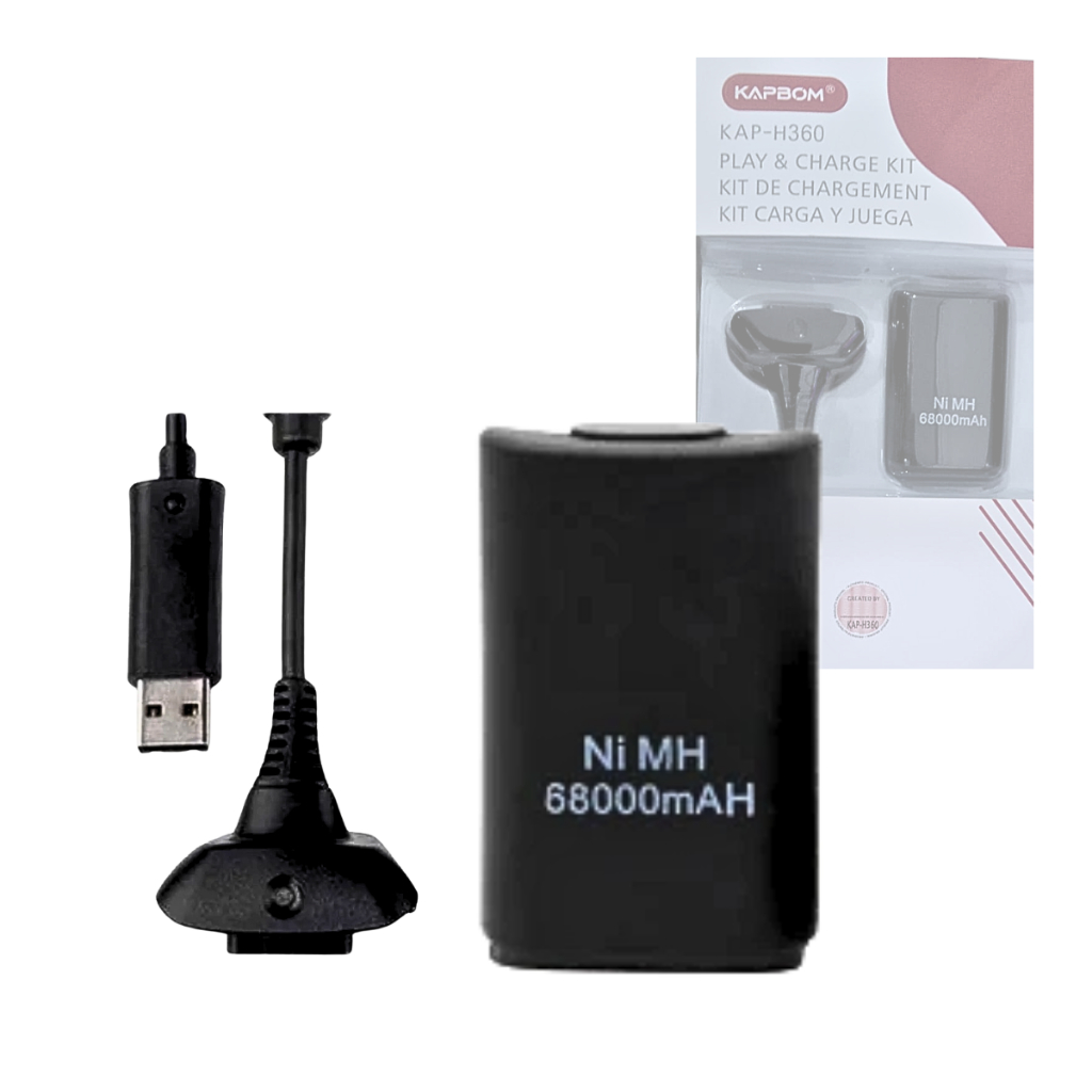 Cabo Dedicado 2 Em 1 Carregador De Bateria E Cabo Usb Compatível Para Controle Xbox 360