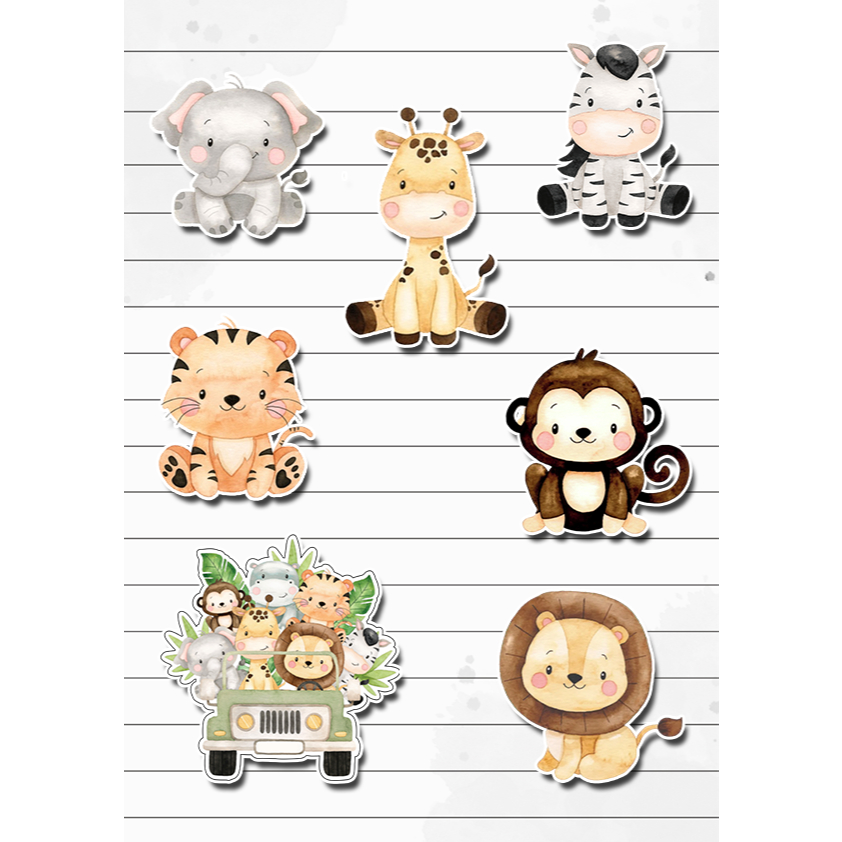 40 Apliques ou Tags Safari 3,5cm