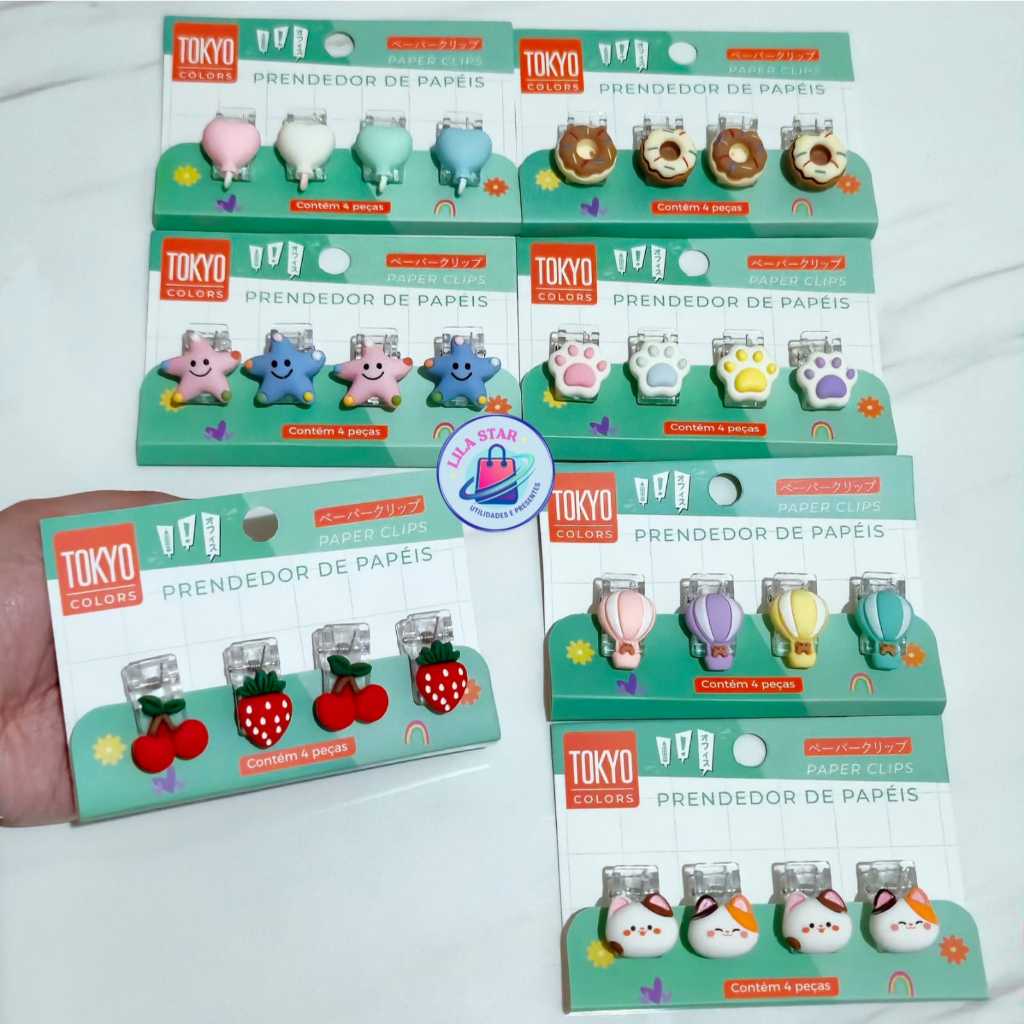 Prendedor de Papel Fofo Divertido Tokyo Colors - 4 Unidades Ref. CLP0001 em Oferta na Shopee