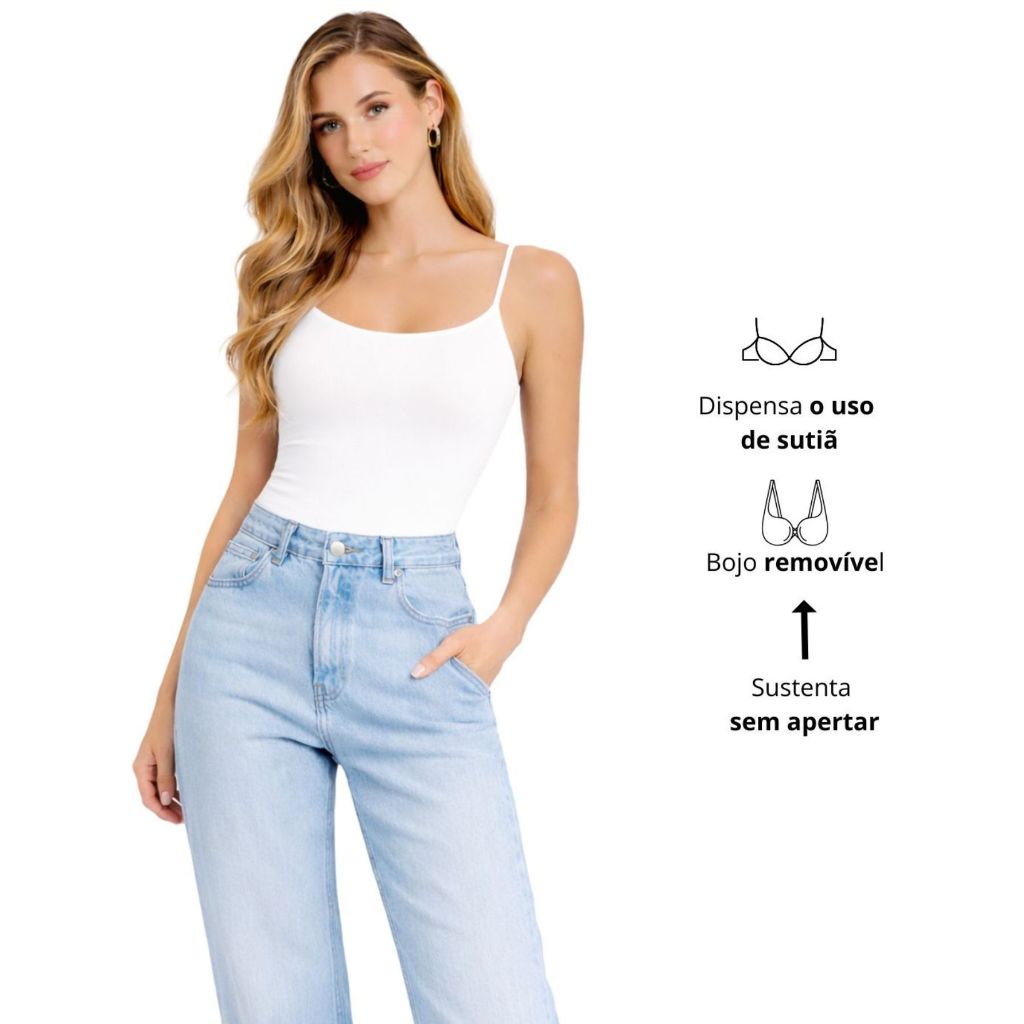 Regata Feminina Blusa Alça fina Poliamida Premium Fitness Casual com Bojo Removível em Oferta na Shopee