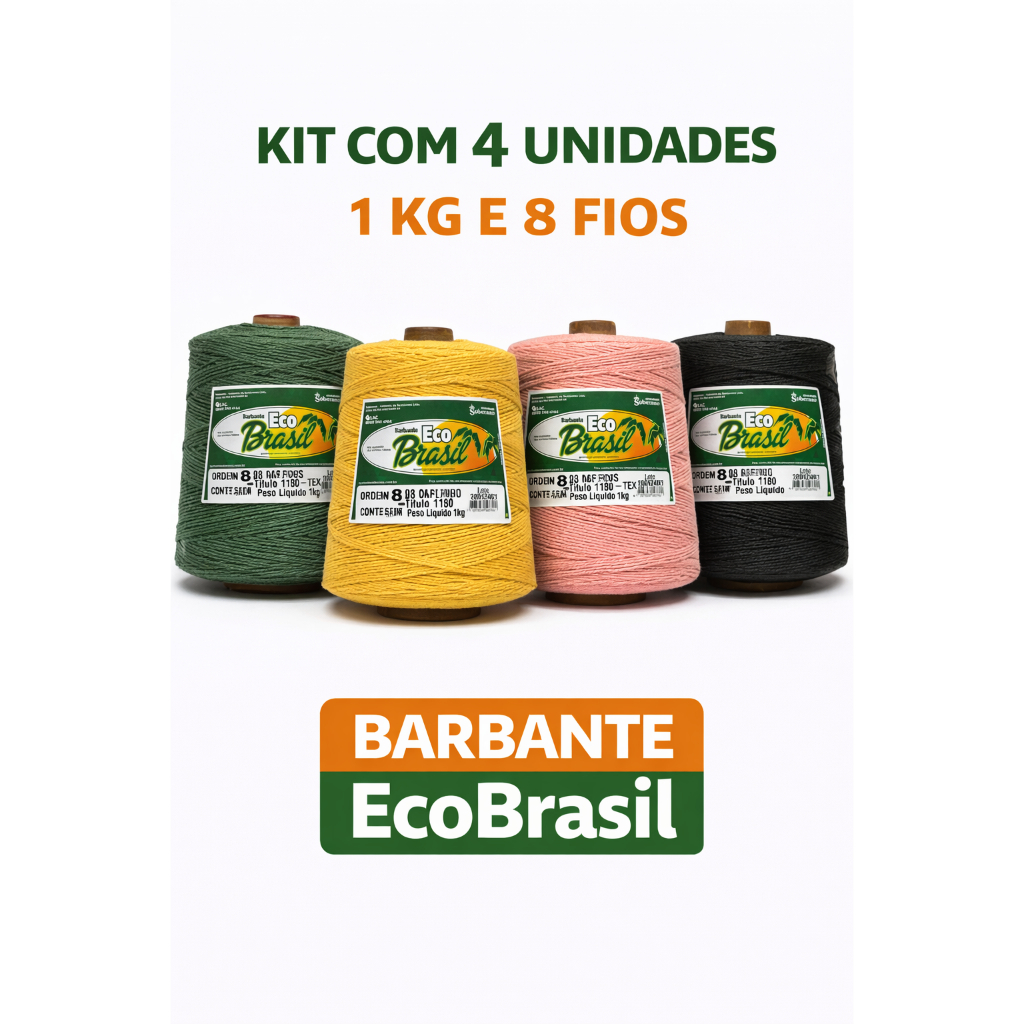 Barbante EcoBrasil Soberano 8 Fios 1kg – Kit com 4 e 10 Unidades