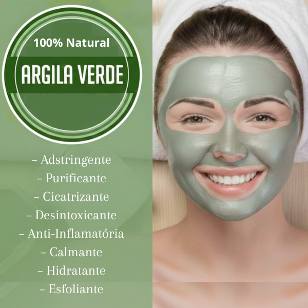 Argila Verde 1kg Facial Controle de Oleosidade e Acne