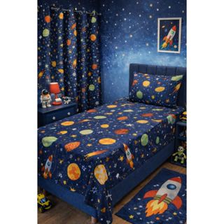 Kit Quarto Infantil Completo – Lençol + Fronha + Cortina 2 Partes Estampados Algodão - Poliester em Oferta na Shopee