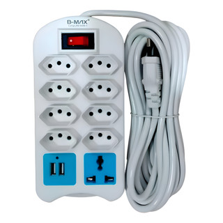 Extensão Elétrica bivolt  5 Metros 9 Tomadas 2 Usb