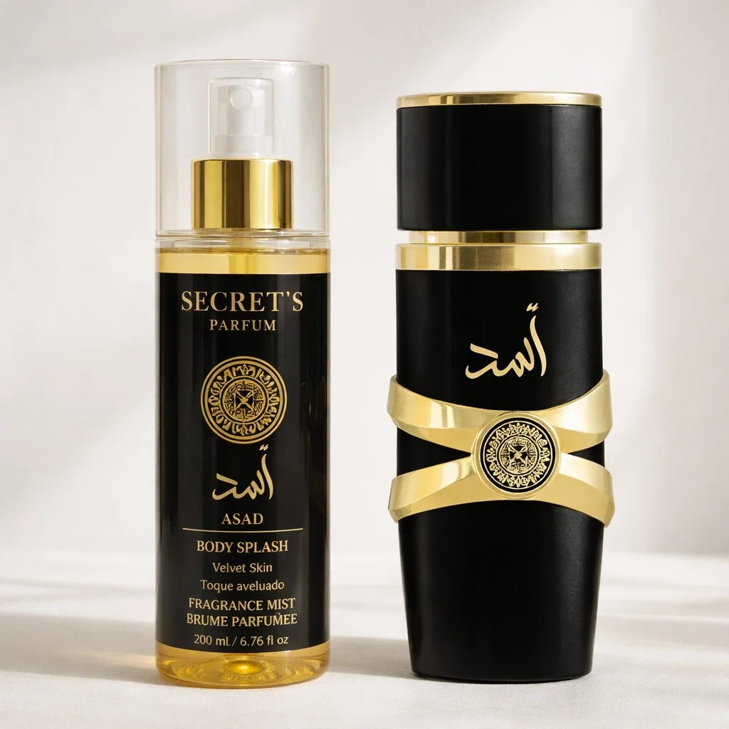 Body Splash Asad 200ml Secret´s Parfum - Marcante, Amadeirado, Envolvente, Alta Fixação e Projeção