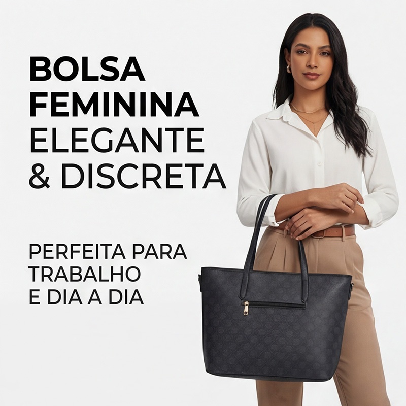 Bolsa Feminina Tote Grande Capacidade Elegante Espaçosa e Organizada Sofisticada com Design Clássico em Oferta na Shopee