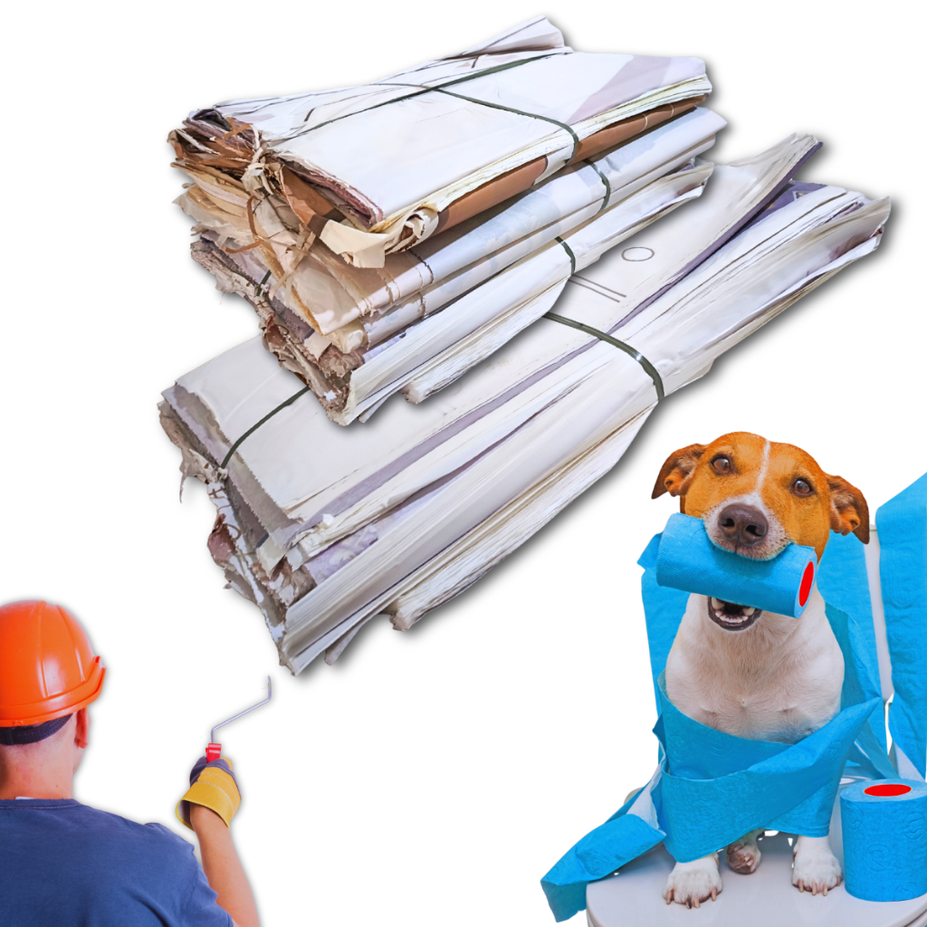 Papel "'Jornal" Tapete Pet e Embrulho Fardo Manilha Folhas Grandes Strong Estampado 1kg a  5kg