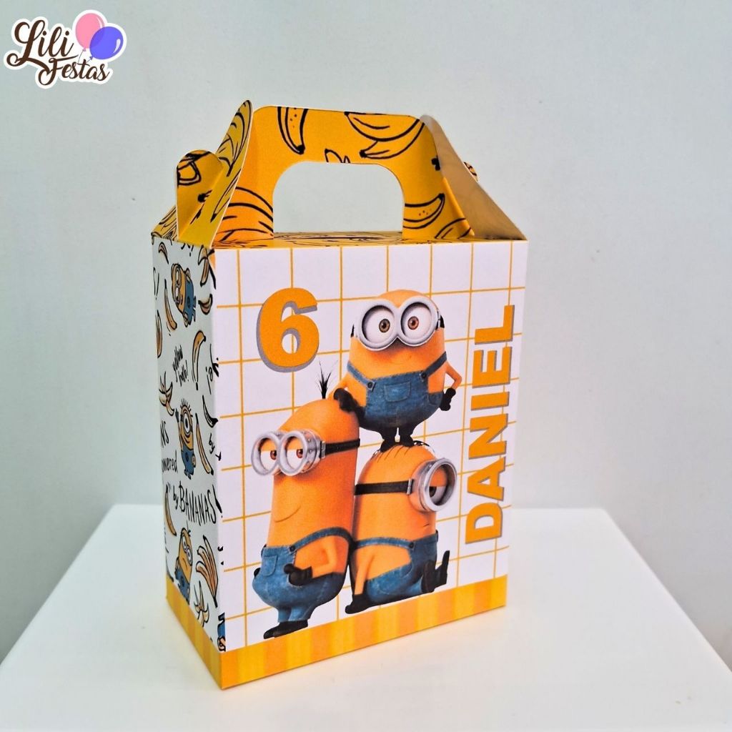 Maletinhas Minions Lembrancinhas Aniversário Caixa Surpresa de Montar Personalizada Kit Festa