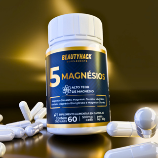 Mix 5 TIPOS DE MAGNÉSIO Dimalato, Taurato, Acetato, Bisglicinato, Cloreto - 60 caps - Envio Imediato em Oferta na Shopee