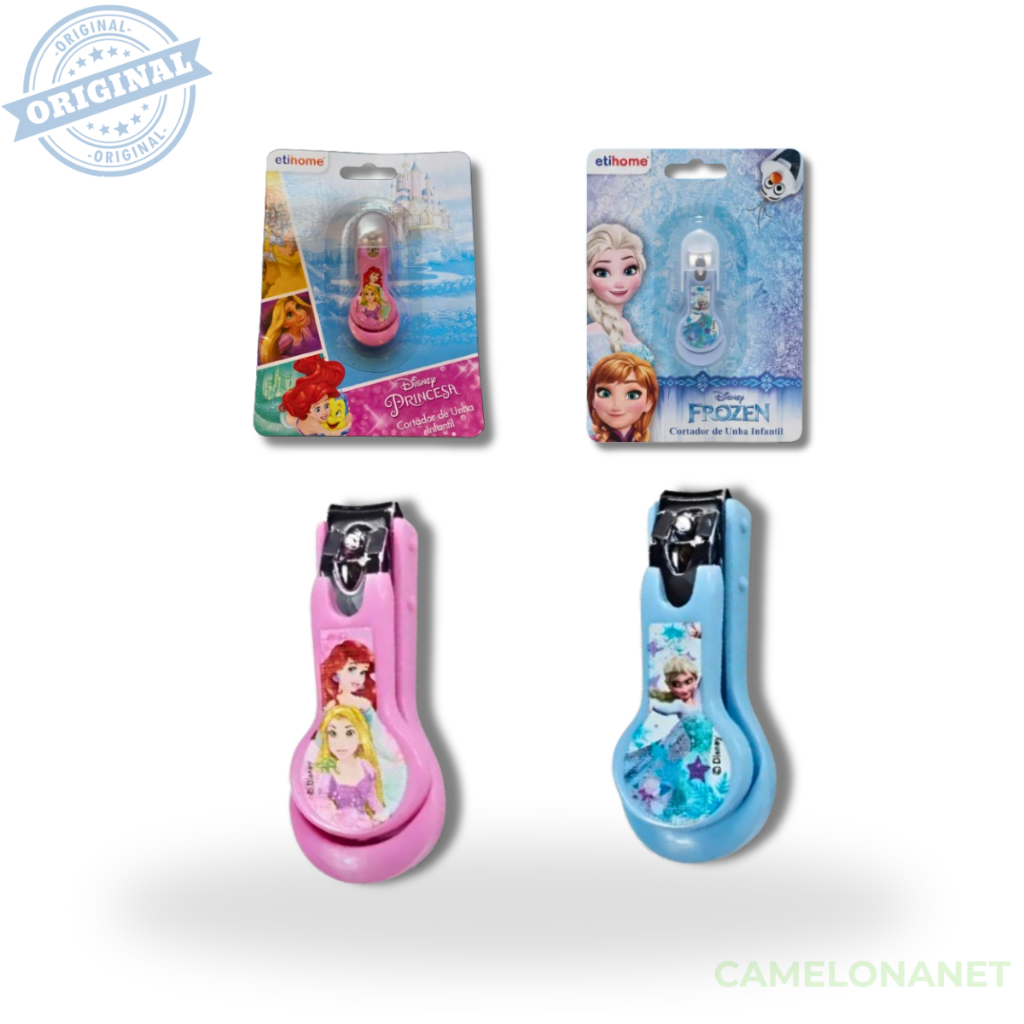 Kit 2 Cortador de Unha Infantil Bebê Com Capa Frozen Princesas Disney Seguro Higiene Etihome