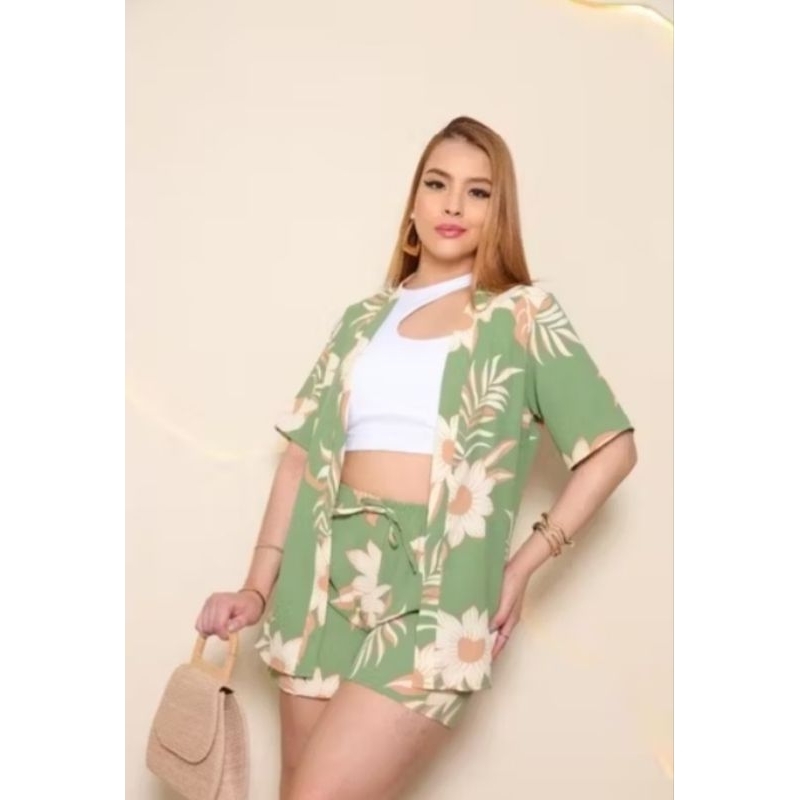 Conjunto 2 Peças Kimono + Short Duna Feminino Estilo Sofisticado Leveza e Conforto para o Dia a Dia