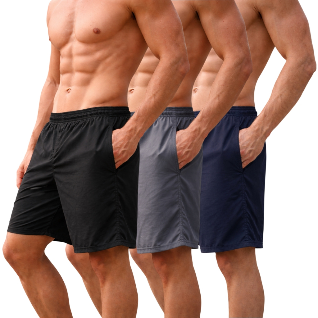 Kit 3 Bermudas Masculina Tactel Esportiva Academia Praia com Bolso e Elástico na Cintura em Oferta na Shopee