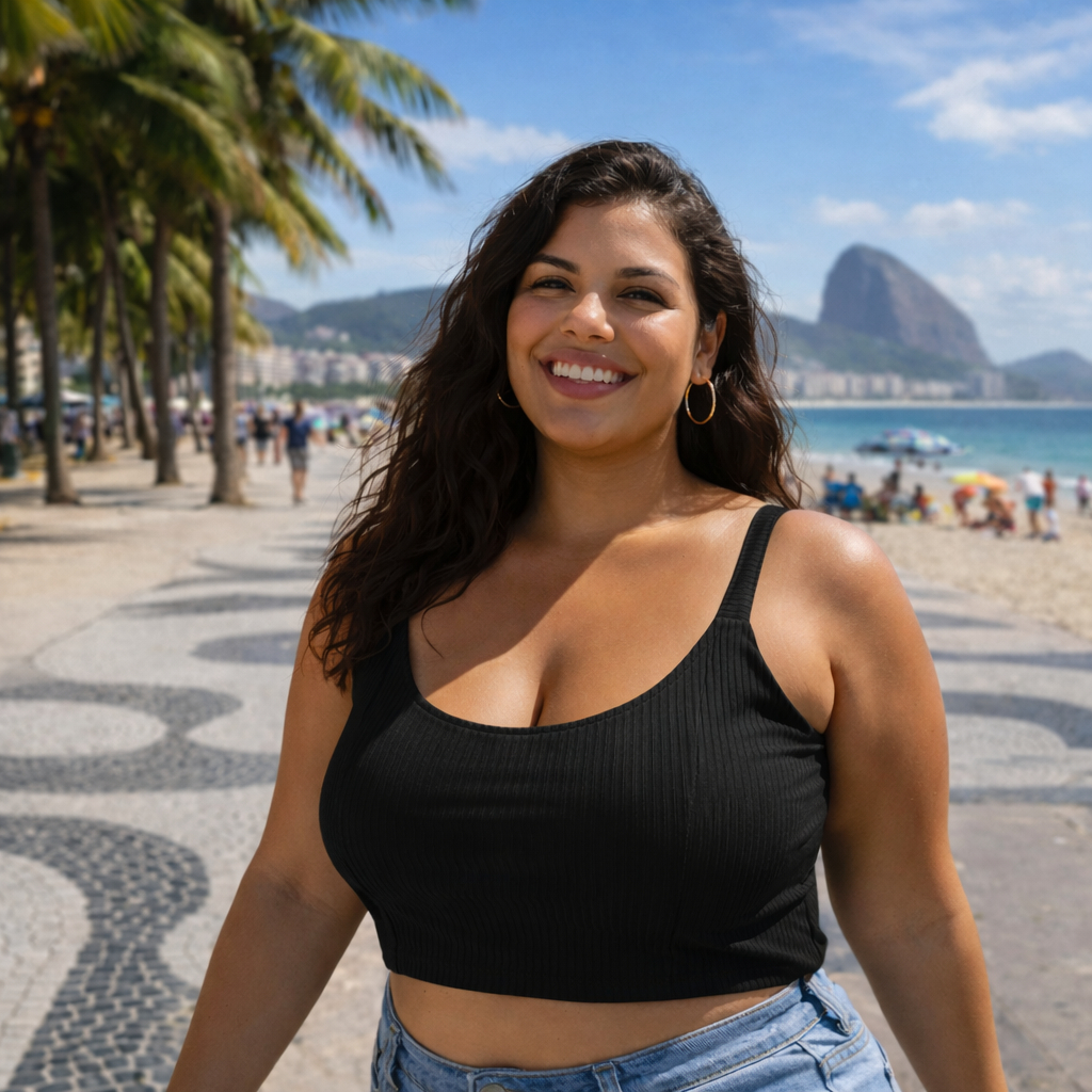 Cropped Alcinha Plus Size Canelado Forro Busto Confortavel Envio Rapido