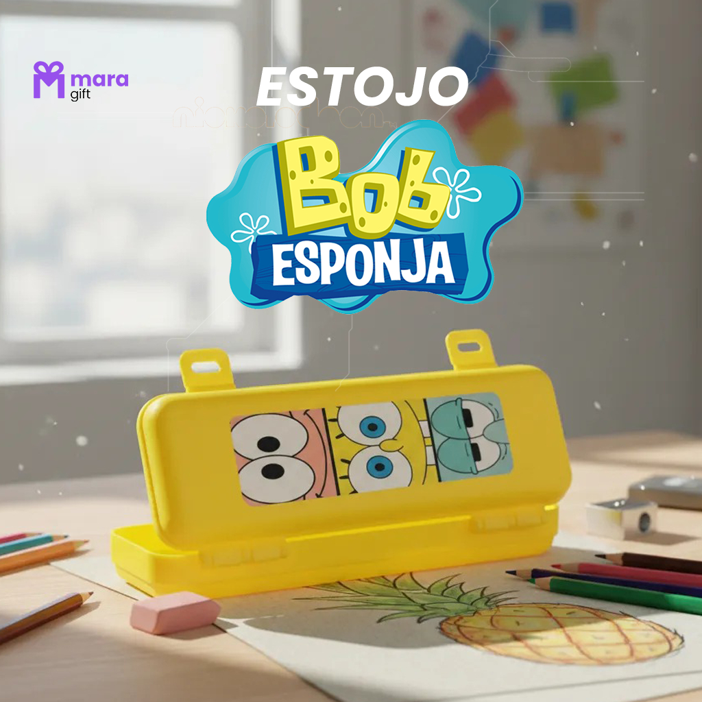 15 ESTOJOS DE PLÁSTICO COM ADESIVO DO BOB ESPONJA em Oferta na Shopee
