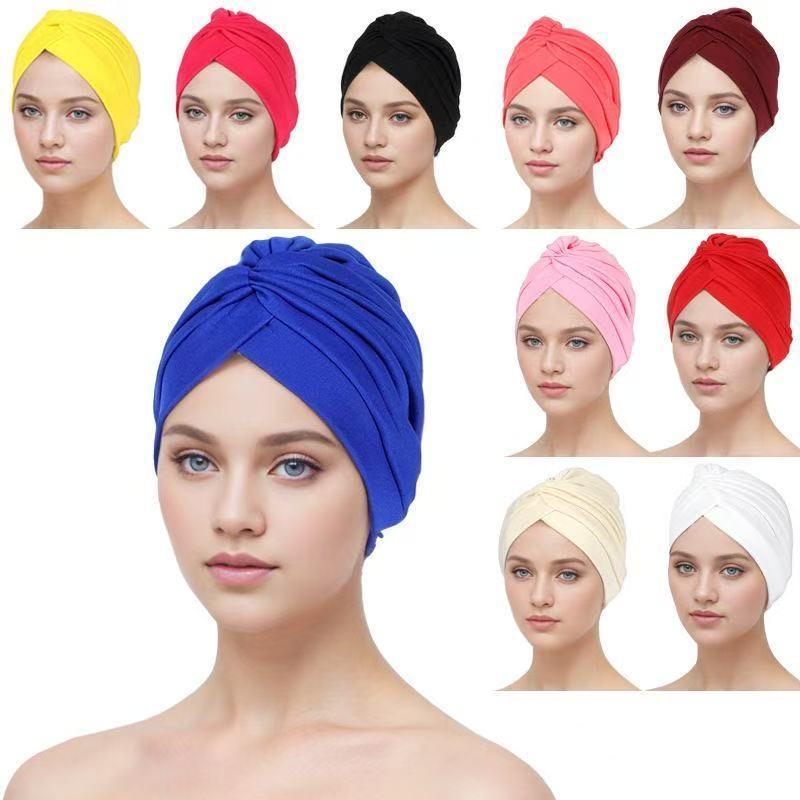Touca feminina muçulmano touca de quimioterapia com pregas lenço cobertura para cabeça bandana índia em Oferta na Shopee