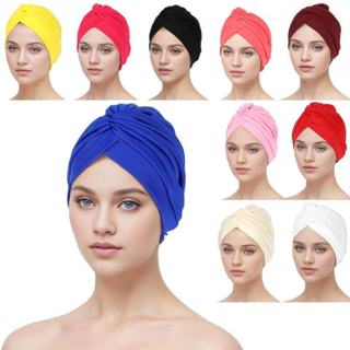 Touca feminina muçulmano touca de quimioterapia com pregas lenço cobertura para cabeça bandana índia em Oferta na Shopee