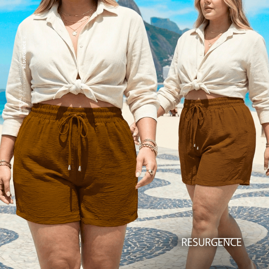 Short Plus Size Duna Feminino Confortável Básico Blogueira Bermuda Praia Verão Clássico Chique em Oferta na Shopee