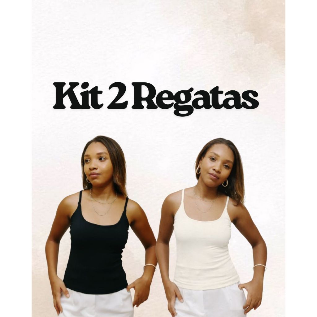 Kit 2  Blusas Regata Basica Feminina Forro Duplo Blusinha Basica Suplex