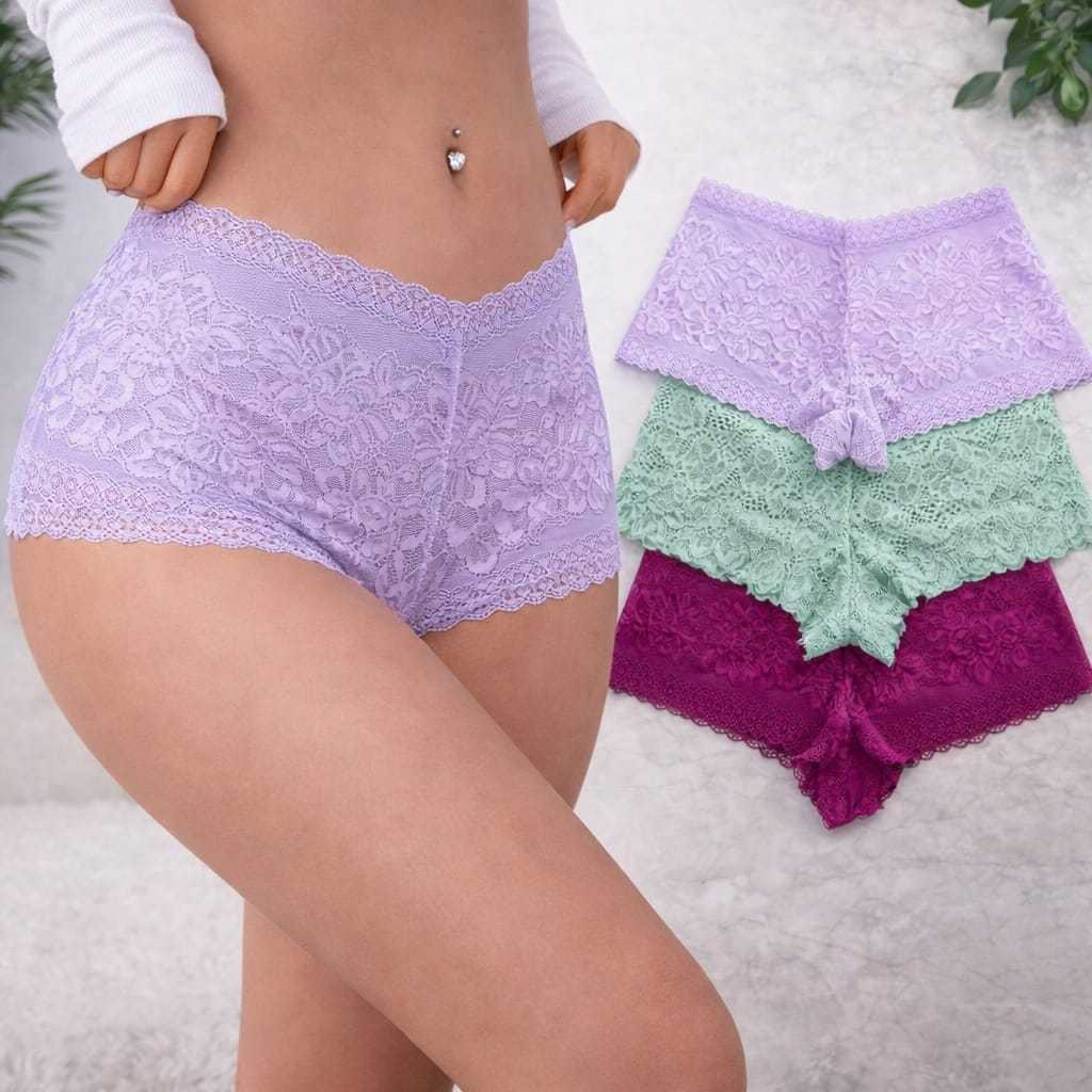 Calcinha Sensual kit com 10 Caleçon de Renda fio dental calesson com forro