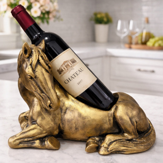 Porta Vinho Decorativo Cavalo Dourado – Escultura Luxo para Garrafa em Oferta na Shopee