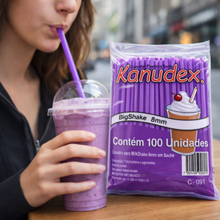 Canudo Roxo Açaí 8mm 100 Unidades Plástico Milkshake Smoothie Sorvete Drinks em Oferta na Shopee