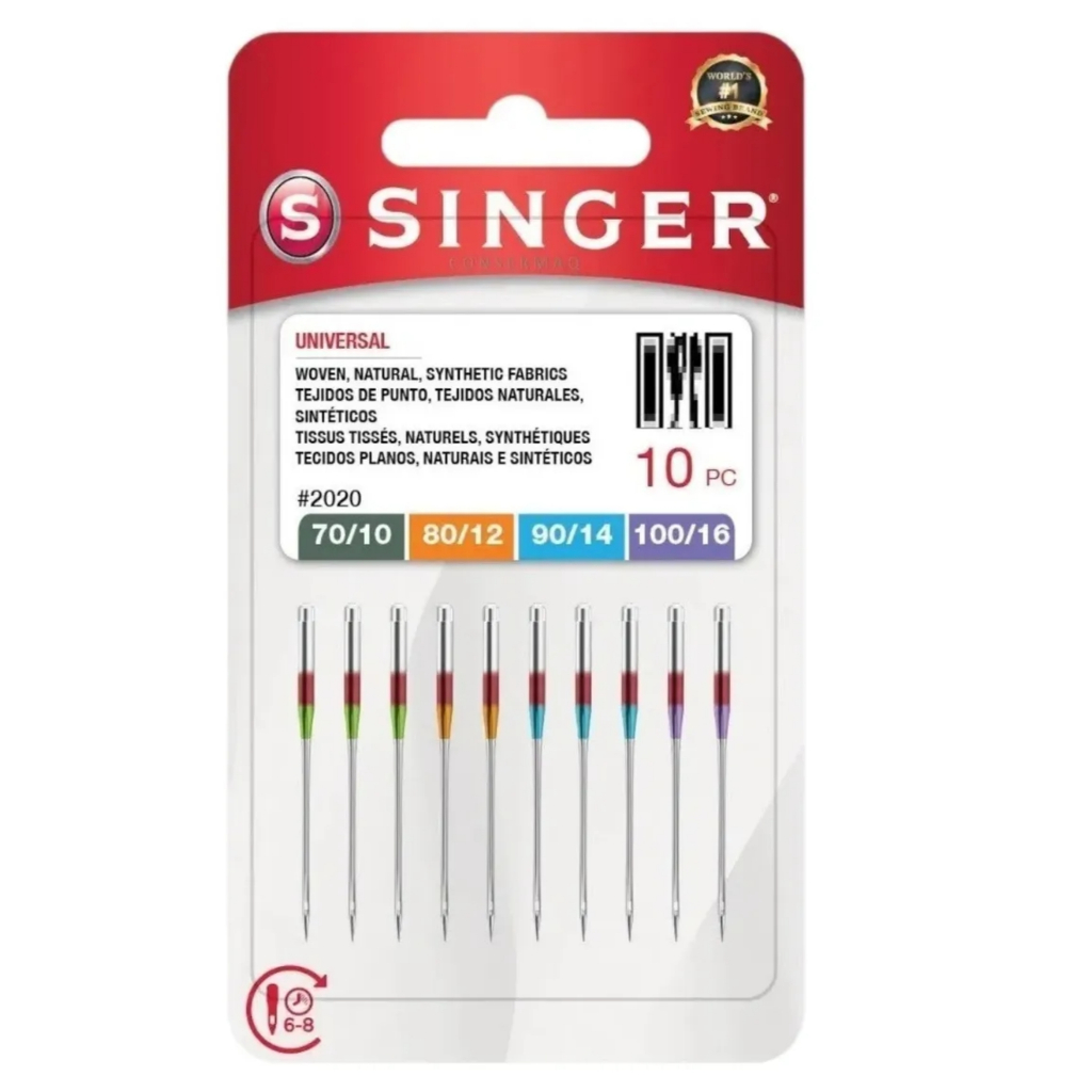 10 Agulha Original Singer Sortidas Máquina Costura Doméstica 10-12-14-16
