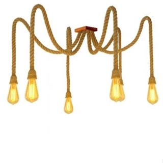 Luminária Pendente de Teto Rústica Aranha 6 Pernas Corda Sisal Lustre Retrô Vintage em Oferta na Shopee