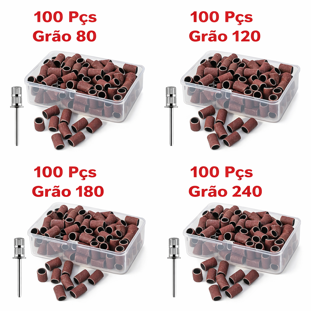 kit 404 Lixa de grão 80/120/180/240 para polir nivelar unha Lima Elétrica Manicure Pedicure Profissional