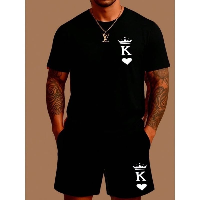 conjunto camisetas algodão e bermuda moletom street estilosa king macia e confortável ombro a ombro costuras reforcadas