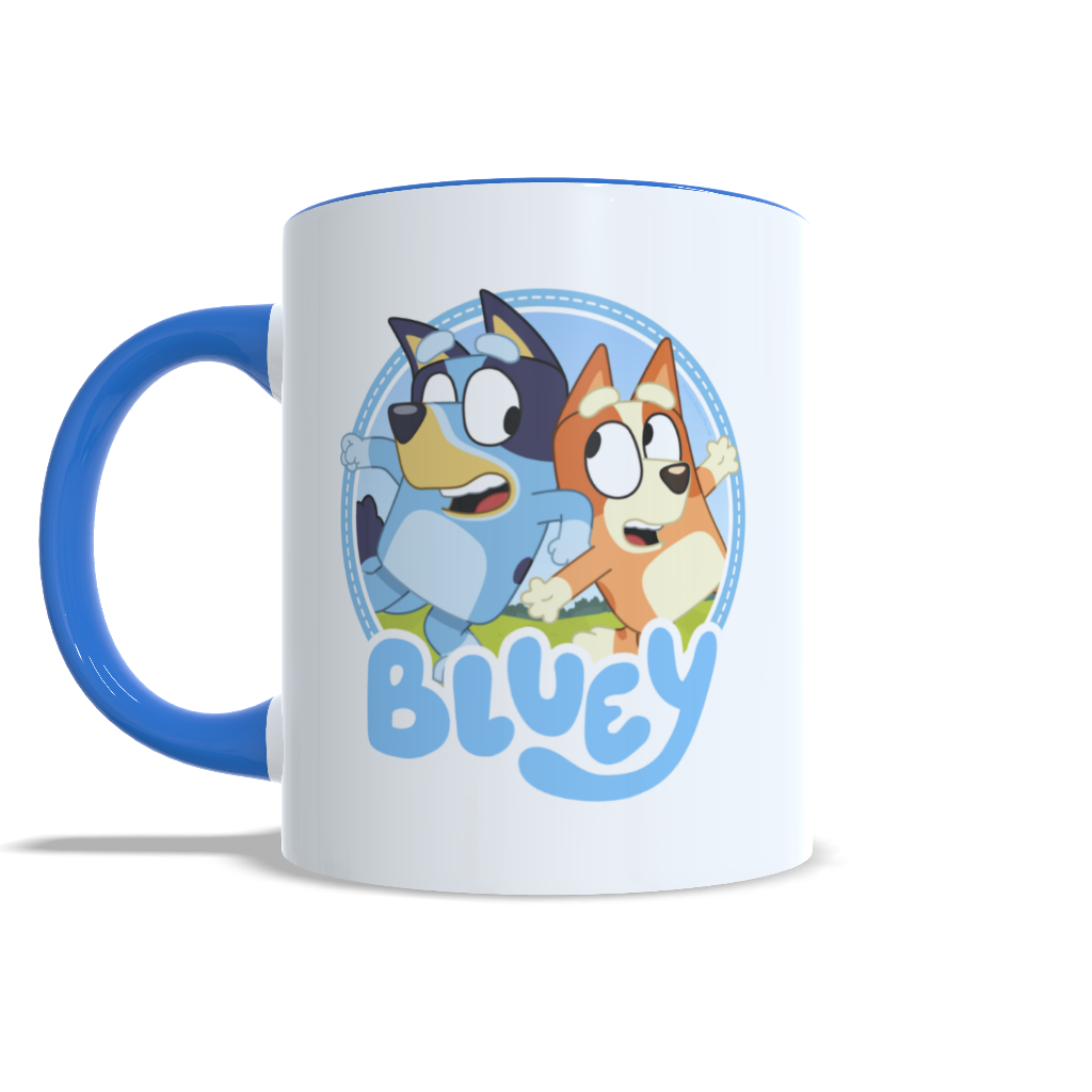 Caneca de Plástico Polímero Bluey Desenho Infantil Animação Personalizada Porcelana Café Chá