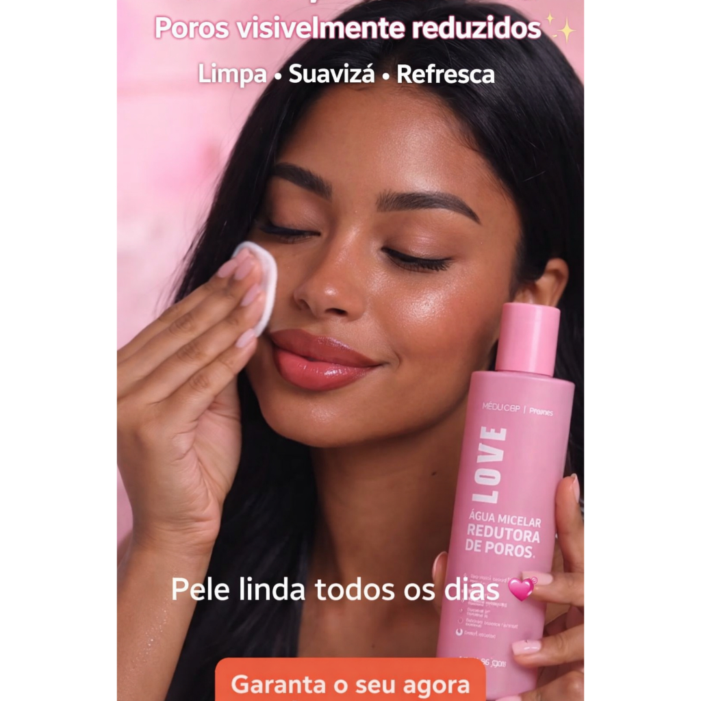 Agua Micelar Max Love 300 ml Redutor de Poros Argila Rosa Tônico Demaquilante Olhos e Rosto