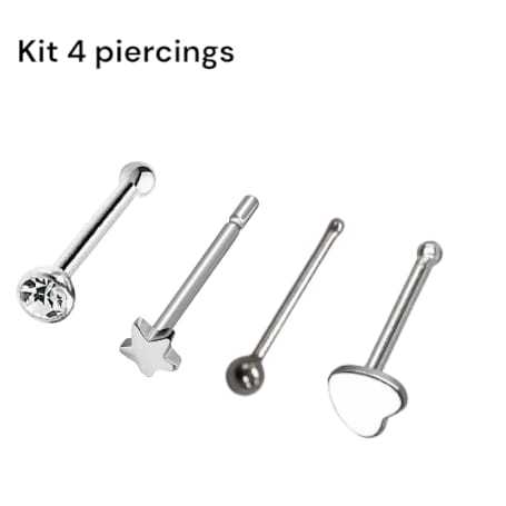 4 piercings nariz haste reta aço cirúrgico em Oferta na Shopee
