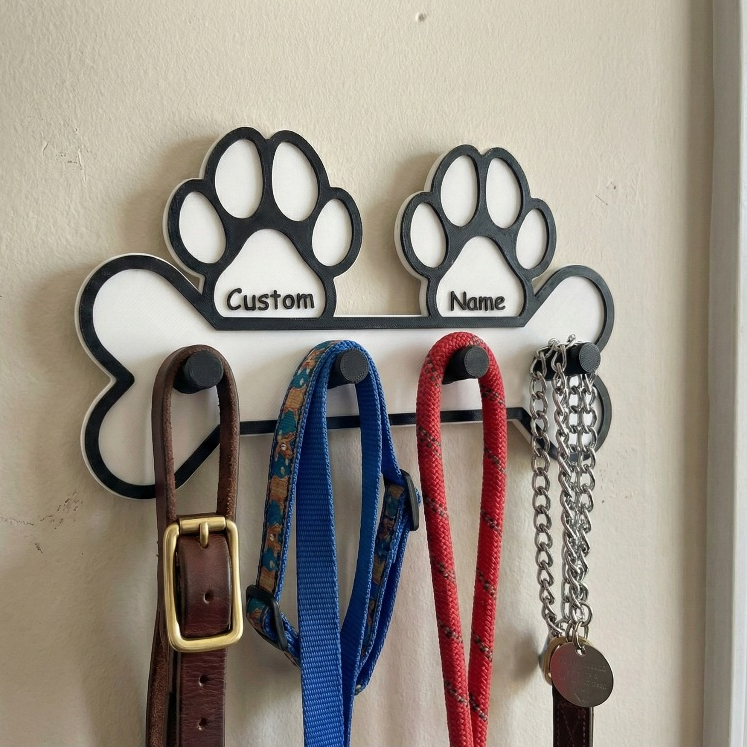 Porta Coleira Personalizado Formato Osso - Com Nome do Pet ( 2 Nomes) - Com gabarito