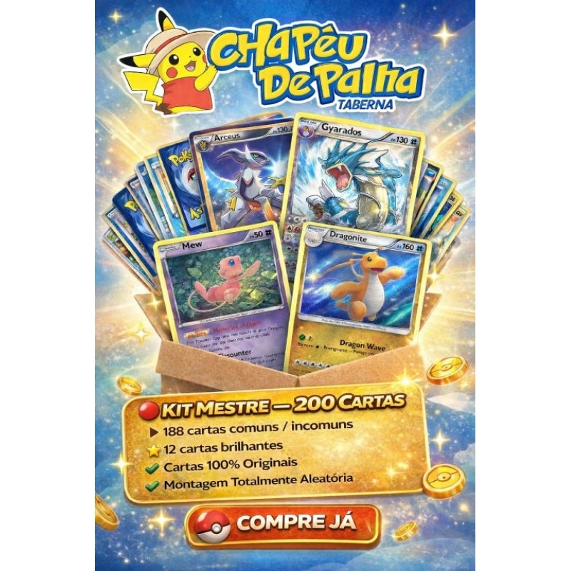 Kit 200 Cartas Pokémon Original Copag em Oferta na Shopee