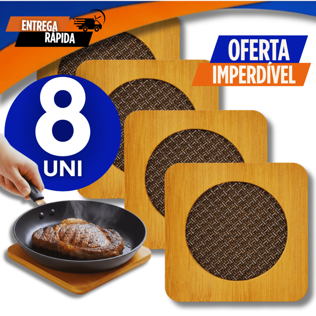 Kit 8 Descanso de Panela MDF 14.5CM – Mesa Posta, Porta Panela Quente, Apoio para Mesa Protetor Utilidades