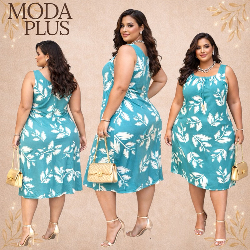 Vestido Feminino Plus Size Regata Malha GG3 Soltinho  Leve Fresquinho Dress Confortável Moda Jumbo Tendencia Verão em Oferta na Shopee