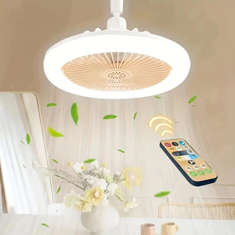 Ventilador De Teto Com Led Lâmpada Novo Com Controle Remoto Bordado Bivolt 7000k lúmens E27 em Oferta na Shopee