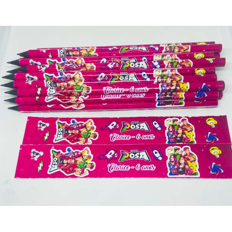 25 lembrancinha lápis personalizado para festa infantil Grupo dos rosa em Oferta na Shopee