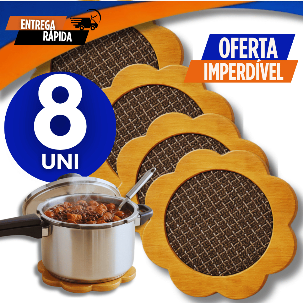 KIT 08 Descanso de Panela MDF 14.5CM Premium Mesa Posta, Porta Panela Quente, Apoio para Mesa Protetor Utilidades