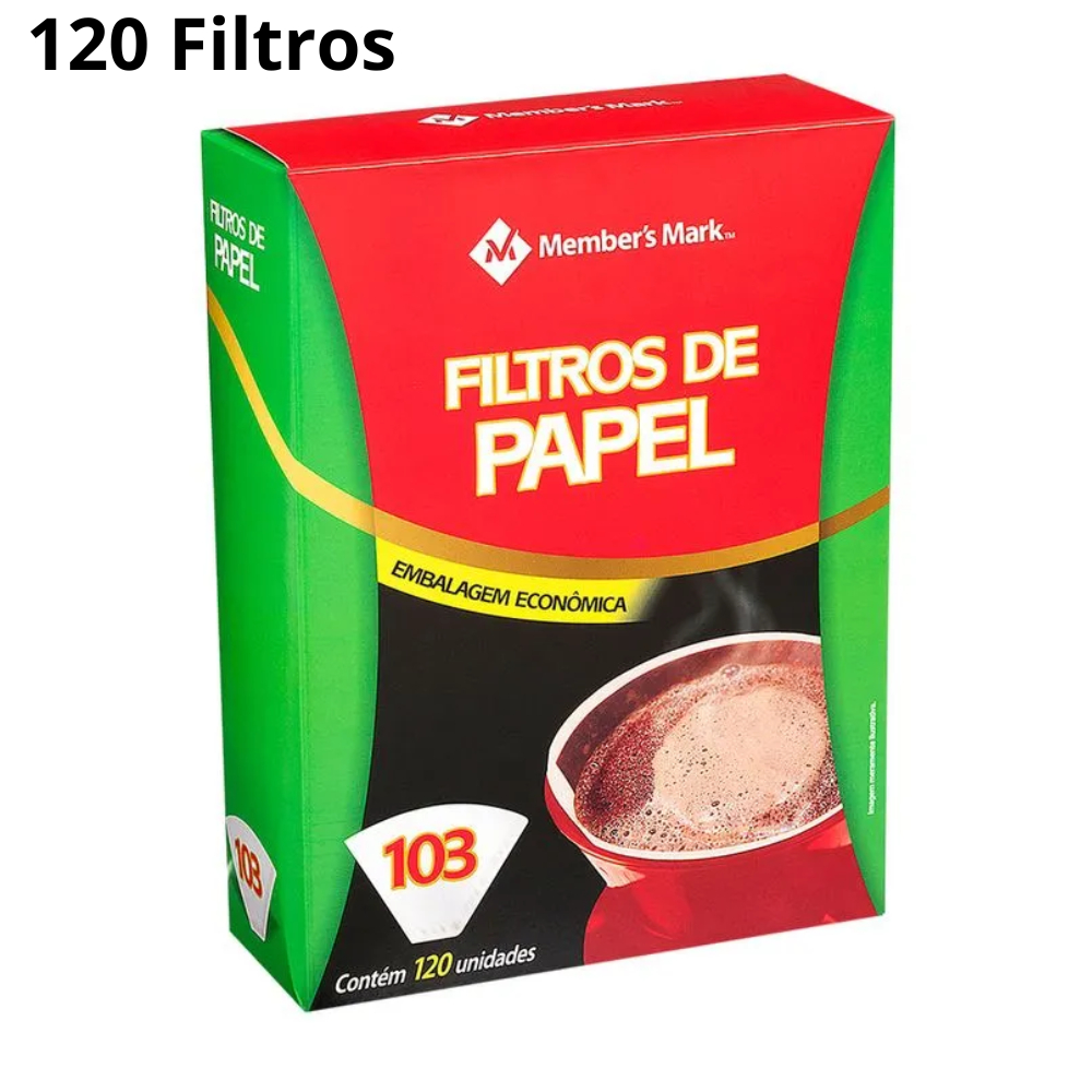 Filtro de Papel 103 Members Mark Caixa 120 Unidades – Café Mais Puro e Sem Resíduos