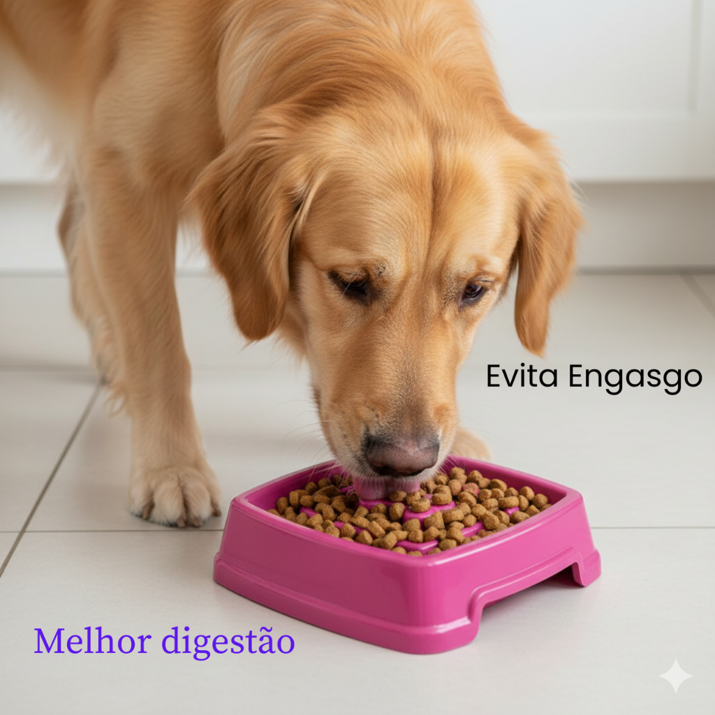 Comedouro Lento 650ml Educativo Cães e Gatos Ração Pet