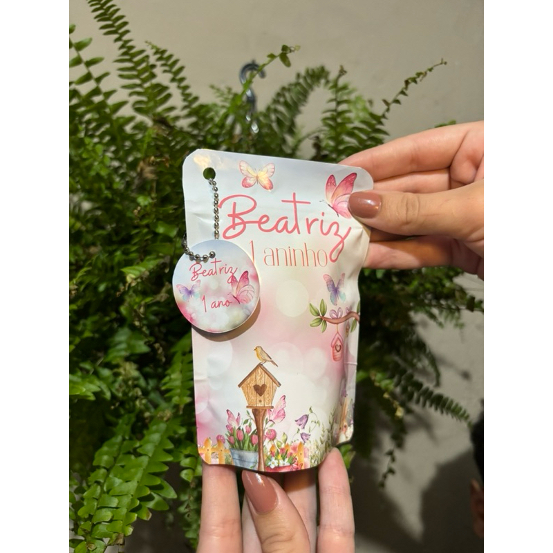 Saquinho Ziplok Personalizado Jardim Encantado| Borboleta - Todos os Temas - Lembrancinha Infantil Festa de Aniversário