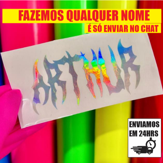 Adesivo personalizado | COM SEU NOME | Fundo vazado em Oferta na Shopee