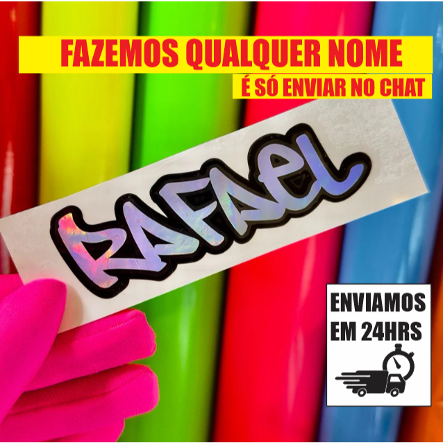 [Leia a descrição] Adesivo |  COM SEU NOME l com fundo preto em Oferta na Shopee