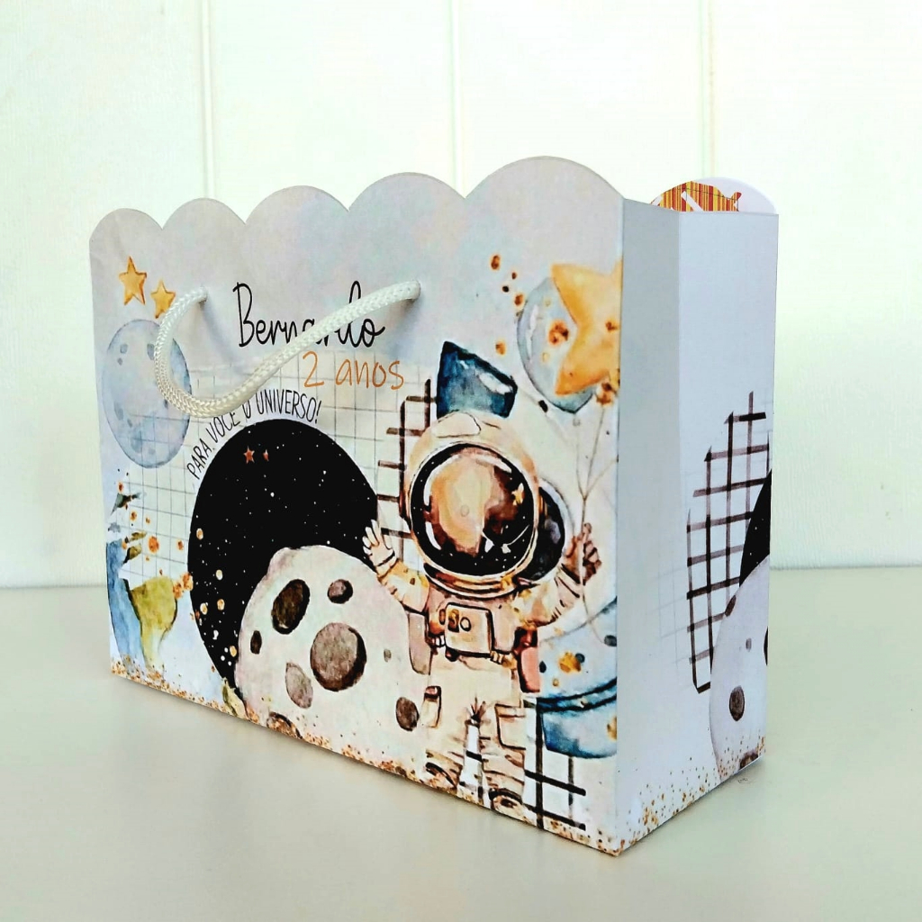 Sacolinha Personalizada para Lembrancinha Astronauta | PEGUE E MONTE | Mimos| Aniversário Astronauta