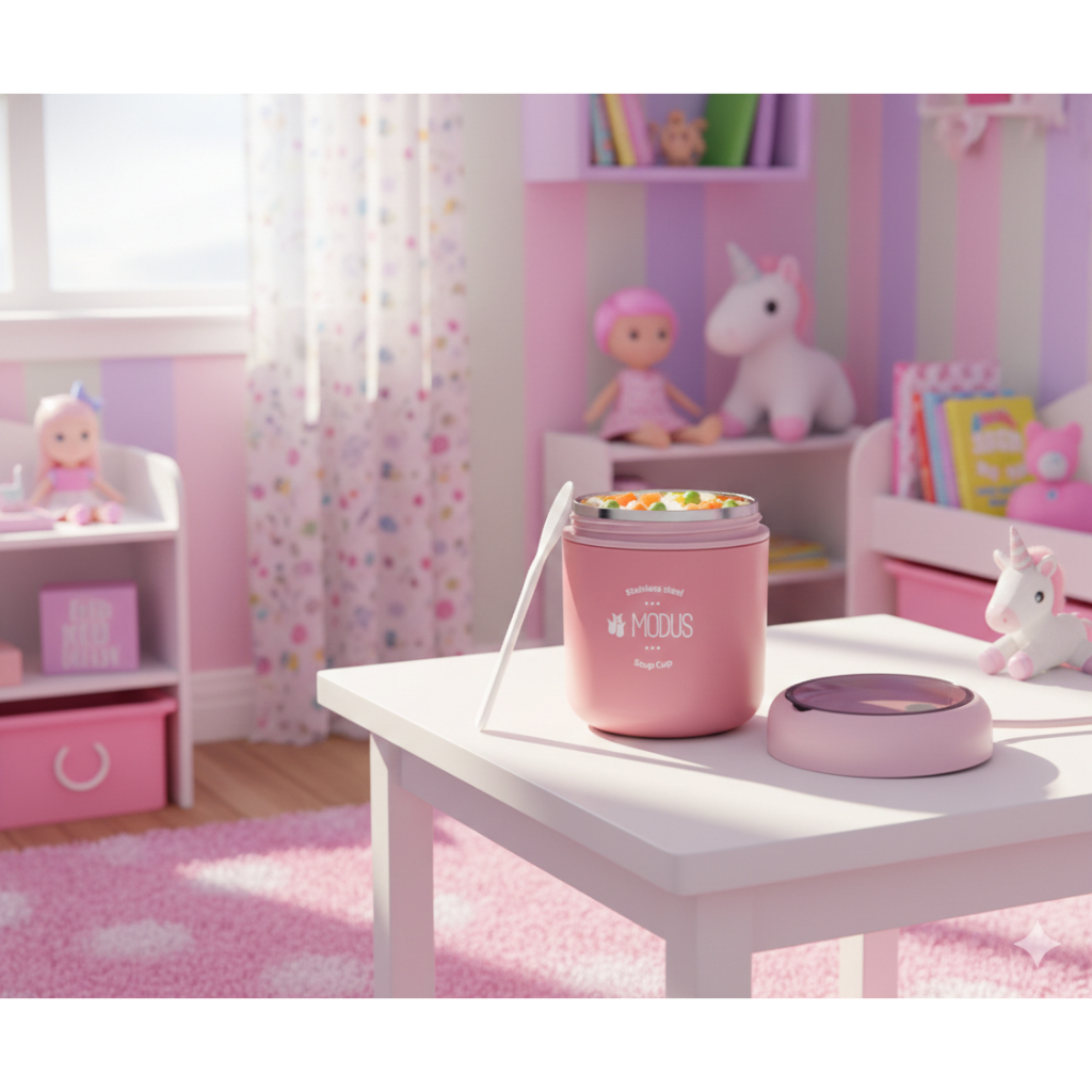 Marmita Lancheira Térmica Com a Colher Pote Para Crianças de 304 Aço Inoxidável Forro Para Sopas Caldos MODUS 530ml