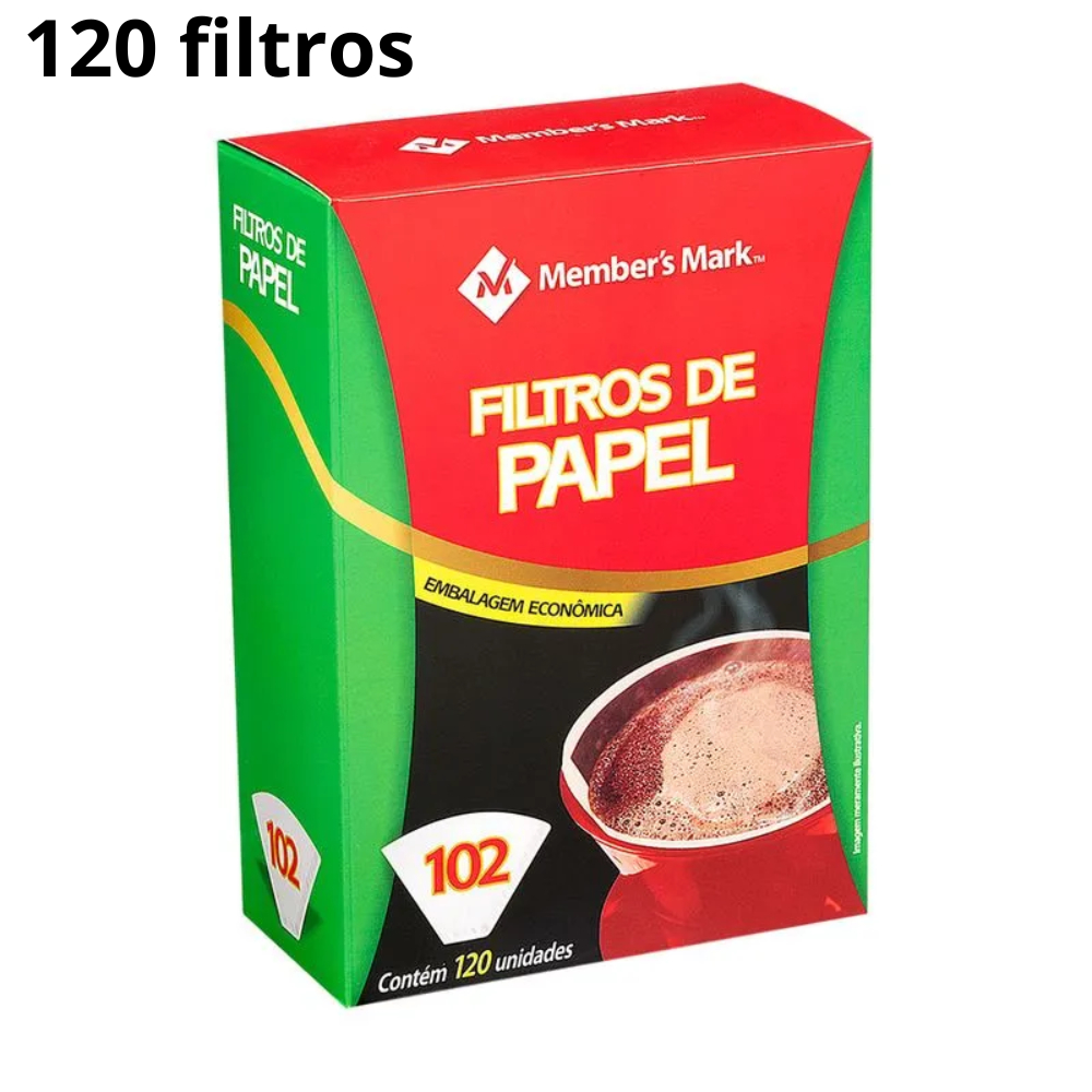 Filtro de Papel 102 Members Mark Caixa 120 Unidades – Café Mais Puro e Sem Resíduos