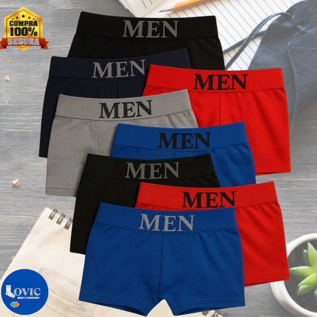 Kit Cuecas Boxer Boxe Box Microfibra Adulto Sem Costura em Oferta na Shopee