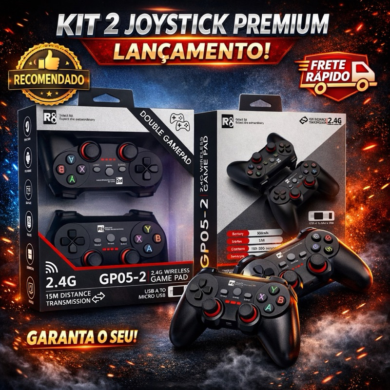 KIT 2 Controle Gamer USB Sem Fio Wireless 2.4G para PC, PS3 e TV Box – 17 Teclas, Alta Precisão em Oferta na Shopee