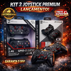 KIT 2 Controle Gamer USB Sem Fio Wireless 2.4G para PC, PS3 e TV Box – 17 Teclas, Alta Precisão